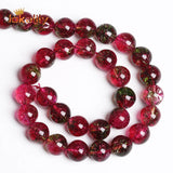 Red Watermelon Crystal Quartz Beads Green Stone Round Loose Beads
