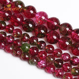 Red Watermelon Crystal Quartz Beads Green Stone Round Loose Beads