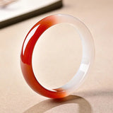 Red Agate Chalcedony 54-64mm Bracelet Hand-Carved Emerald Bangles