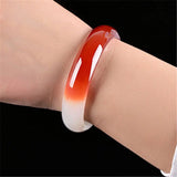 Red Agate Chalcedony 54-64mm Bracelet Hand-Carved Emerald Bangles