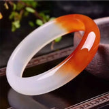 Red Agate Chalcedony 54-64mm Bracelet Hand-Carved Emerald Bangles