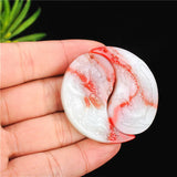 Red Jade Dragon Phoenix Pendant Chinese Hand-Carved Jewelry Charm Amulet