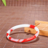 Natural Red Jade Bangle Bracelet Hand-Carved Charm Jewellery