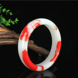 Natural Red Jade Bangle Amulet Men Women Hand Carving Jewelry Bracelet Jadeite