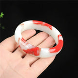 Natural Red Jade Bangle Amulet Men Women Hand Carving Jewelry Bracelet Jadeite