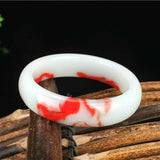 Natural Red Jade Bangle Amulet Men Women Hand Carving Jewelry Bracelet Jadeite