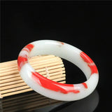 Natural Red Jade Bangle Amulet Men Women Hand Carving Jewelry Bracelet Jadeite