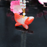 Red Jade Butterfly Pendant Necklace Charm Chinese Hand-Carved Amulet