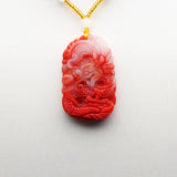 Red Jade Dragon Pendant Necklace Hand-Carved Charm Jewelry for Luck