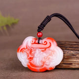 Red Jade Dragon Phoenix Pendant Necklace Hand-Carved Charm Jewellery