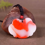 Red Jade Dragon Phoenix Pendant Necklace Hand-Carved Charm Jewellery