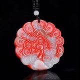 Hand-Carved Red Jade Dragon Pixiu Fish Pendant Necklace