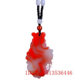 Red Jade Goldfish Pendant Necklace Hand-Carved Charm Jewelry Amulet