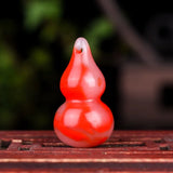 Red Jade Gourd Pendant Necklace Chinese Jadeite Charm Jewelry Gift