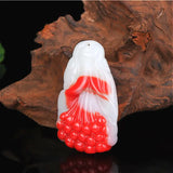 Red Jade Magnolia Flower Pendant Necklace Chinese Hand-Carved Charm Jewelry
