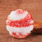 Red Jade Peacock Pendant Necklace Hand-Carved Jewelry Amulet