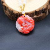 Red Jade Pixiu Pendant Necklace Chinese Hand-Carved Amulet