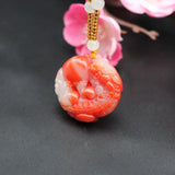 Red Jade Pixiu Pendant Necklace Chinese Hand-Carved Amulet