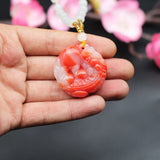 Red Jade Pixiu Pendant Necklace Chinese Hand-Carved Amulet