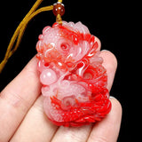 Red Jade Dragon Pendant Necklace Chinese Zodiac Jewelry