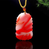 Red Jade Dragon Pendant Necklace Chinese Zodiac Jewelry