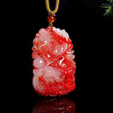 Red Jade Dragon Pendant Necklace Chinese Zodiac Jewelry