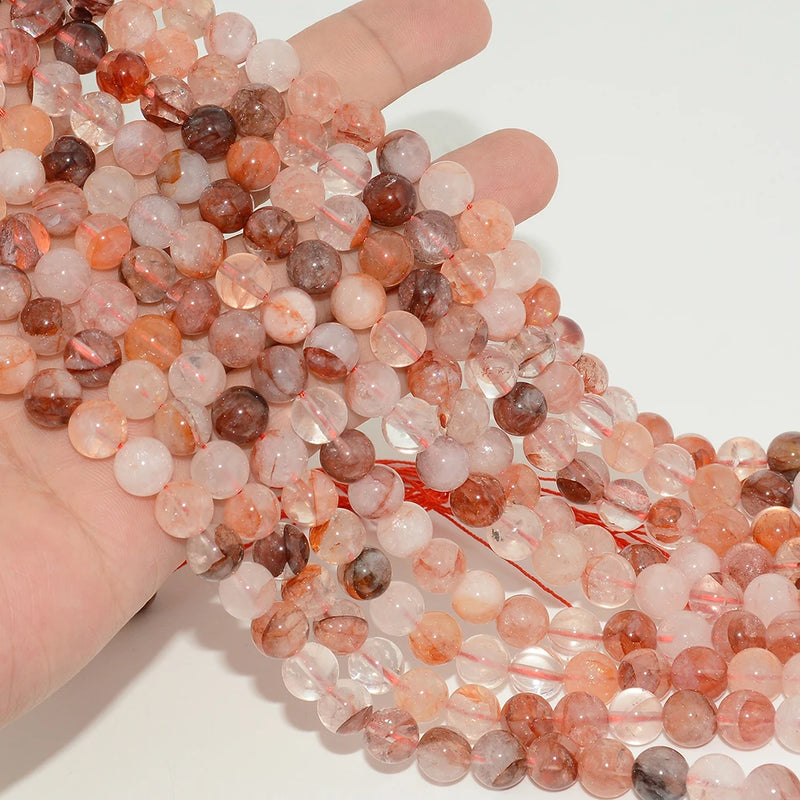 Red/Yellow Hematoid Quartz Round Beads 8mm-8.3mm