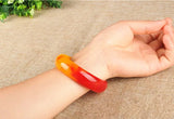 Natural Red Yellow Jade Bangle Bracelet Carved Fine Charm Jewellery
