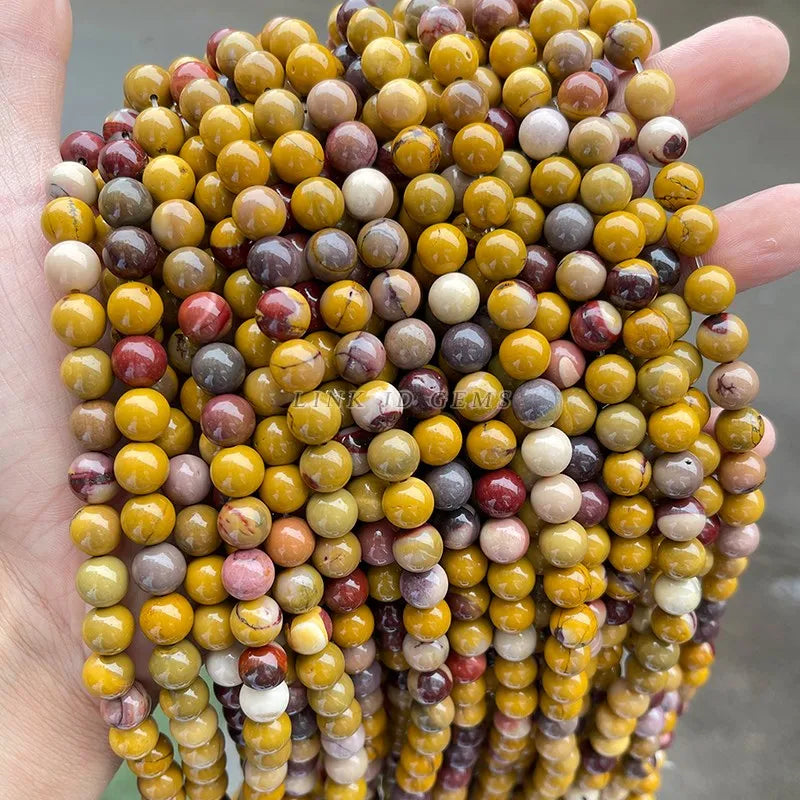 Red Yellow Mookaite Stone Beads Round Spacer Beads Jewelry Making DIY Bracelet