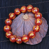 Red Agate Bracelet Six True Words Men Women Wealth Evil Spirits Gift