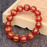 Red Agate Bracelet Six True Words Men Women Wealth Evil Spirits Gift