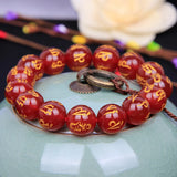 Red Agate Bracelet Six True Words Men Women Wealth Evil Spirits Gift