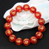 Red Agate Bracelet Six True Words Men Women Wealth Evil Spirits Gift