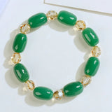 Red & Green Agate Barrel Beads Bracelet Men Women Joker Beads