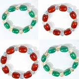 Red & Green Agate Barrel Beads Bracelet Men Women Joker Beads