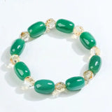 Red & Green Agate Barrel Beads Bracelet Men Women Joker Beads