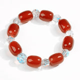 Red & Green Agate Barrel Beads Bracelet Men Women Joker Beads