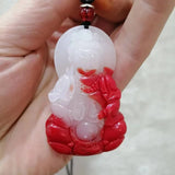 Red Guanyin Jade Pendant Boutique Jewelry Bodhisattva Necklace
