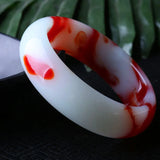Hand Carved Red Jade Wide Bar Bracelet - Women's Boutique Jewelry Gift