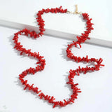 Red Dogtooth Coral Branch Gemstone Necklace