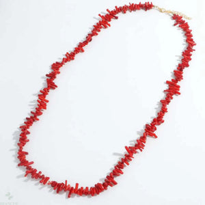 Red Dogtooth Coral Branch Gemstone Necklace