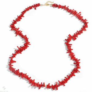 Red Dogtooth Coral Branch Gemstone Necklace