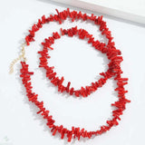 Red Dogtooth Coral Branch Gemstone Necklace