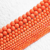 Reddish Orange Coral Round Beads 2mm-8mm High Jewelry Making B652