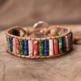 Regalite Tube Stones Chakra Bracelets Beaded Wrap Cuff Bangles