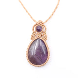 Reiki Crystal Pendant Amethyst Necklace Tear Drop Jewelry