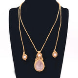 Reiki Crystal Pendant Amethyst Necklace Tear Drop Jewelry