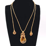 Reiki Crystal Pendant Amethyst Necklace Tear Drop Jewelry