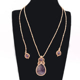 Reiki Crystal Pendant Amethyst Necklace Tear Drop Jewelry