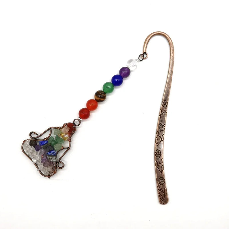 Chakra Tree of Life Bookmark 7 Colors Reiki Gravel Braid Crystal Mineral Rock